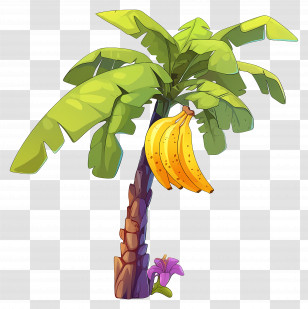 Banana Tree - Banana Tree With Hanging Fruit Illustration Transparent PNG