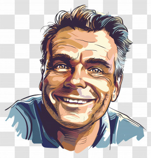 Smiling Man Head - Smiling Man Portrait Illustration Transparent PNG