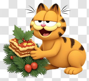 Garfield Christmas - Smug Cat With Lasagna Transparent PNG