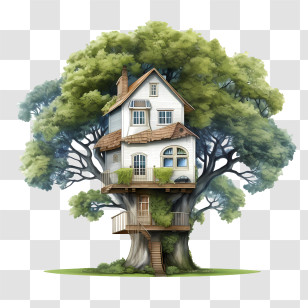 Tree House - Charming Treehouse Nestled In Nature Transparent PNG