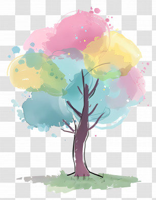 Tree - Colorful Watercolor Tree Illustration Transparent PNG
