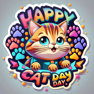 Global Cat Day - Happy Cat Day Adorable Cartoon Design Transparent PNG