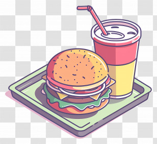 Fast Food - Burger And Drink Transparent PNG