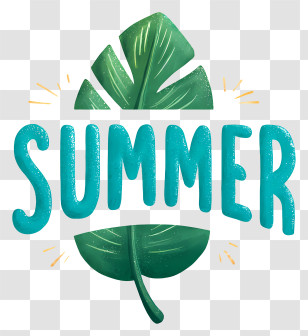 Summer Logo - Summer Leaf Typography Transparent PNG
