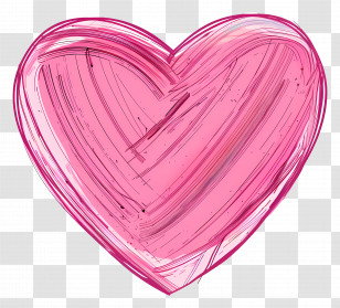 Pink Heart - Pink Brush-Stroked Heart Illustration Transparent PNG
