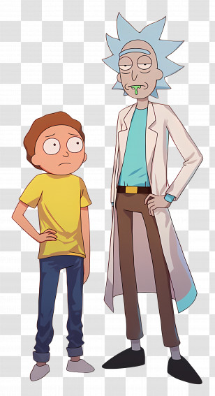 Rick And Morty - Cartoon Scientist And Boy Character Duo Transparent PNG
