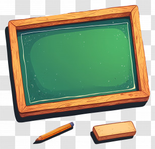 Green Chalkboard - Green Chalkboard With Pencil And Eraser Transparent PNG