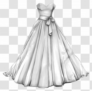 Sweetheart Neckline Wedding Dress - Classic White Wedding Dress Illustration Transparent PNG