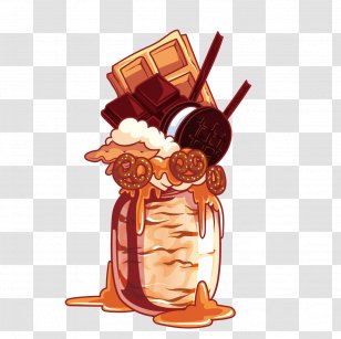 Chocolate Ice Cream Milkshake Cocktail Waffle - Vector Delicious Transparent PNG