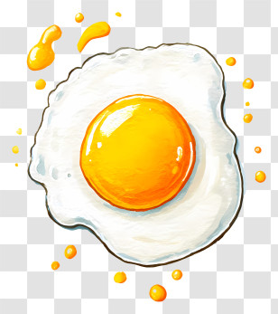 Fried Egg Watercolor - Fried Egg With Splashes Transparent PNG
