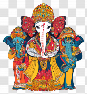 Lord - Elephant Deity With Attendants Transparent PNG