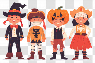 Halloween Kids - Children In Halloween Costumes Transparent PNG