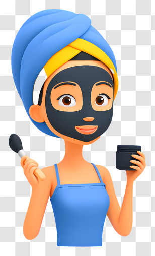 Woman Applying Black Facial Mask - Woman Applying Facial Mask Transparent PNG