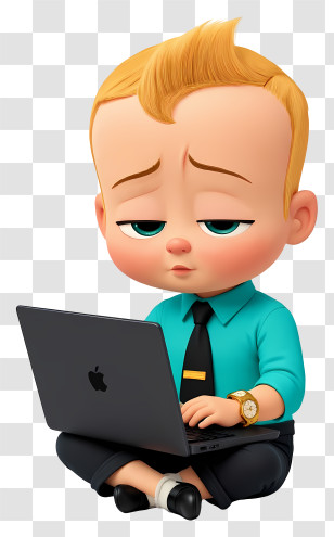 Boss Baby - Cartoon Baby Using Laptop Transparent PNG