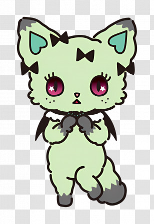 Beatcats - Cute Green Cartoon Creature Illustration Transparent PNG