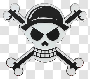 One Piece Jolly Roger - Illustration Of Skull With Crossbones Transparent PNG