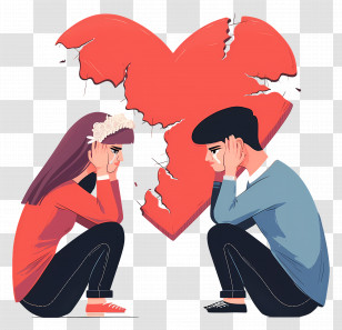 Couple Divorce - Sad Couple With Broken Heart Transparent PNG