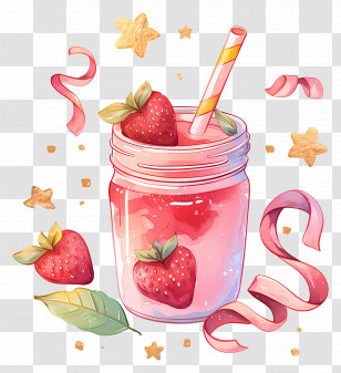 Strawberry Smoothie - Strawberry Smoothie In Mason Jar Illustration Transparent PNG