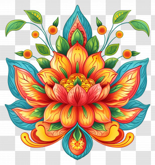 Onam Flower - Colorful Lotus Flower Illustration With Detailed Design Transparent PNG