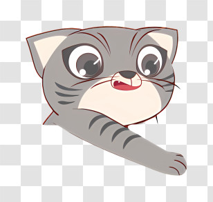 Gray Cat - Gray Cat Reaching Out Illustration Transparent PNG