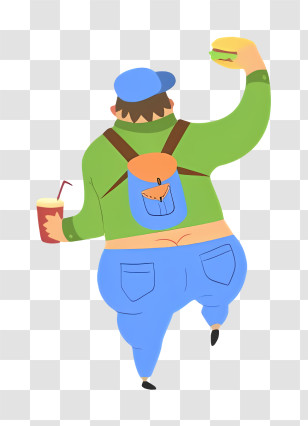 Fat Body - Man Enjoying Burger And Drink Transparent PNG