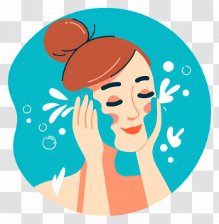 Girl Cleaning Face - Face Washing Skincare Routine Transparent PNG