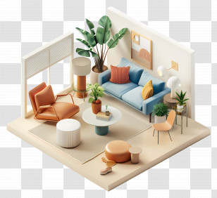 Modern Living Room Decoration - Modern Living Room With Stylish Furniture Transparent PNG