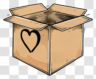 Cardboard Box - Cardboard Box With Heart Illustration Transparent PNG