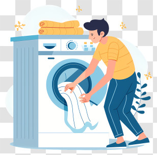 Man Doing Laundry - Person Performing Laundry Task Illustration Transparent PNG