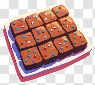 Chocolate Brownies - Plate Of Chocolate Brownies With Sprinkles Transparent PNG