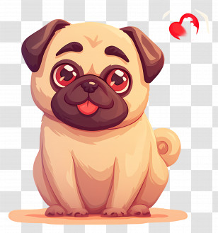 Cute Pug Puppy - Adorable Cartoon Pug Illustration Transparent PNG