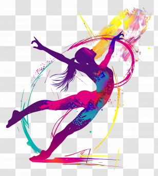 Dancer - Dancing Girl Silhouette With Vibrant Colors Transparent PNG