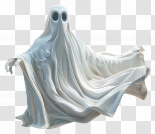 Ghostly Figure - Spooky Ghost Draped In A White Sheet Transparent PNG