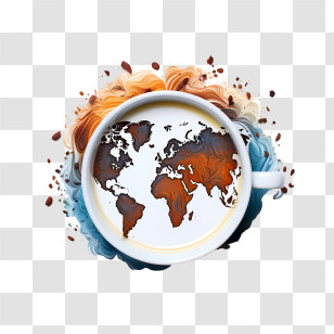 International Tea Day - World Map In Coffee Cup Transparent PNG