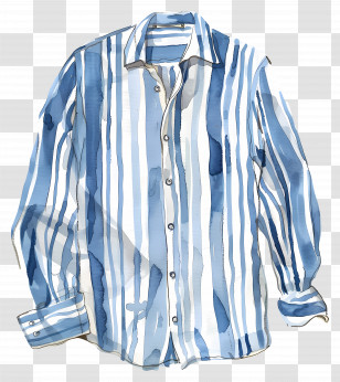 Striped Shirt - Blue And White Striped Shirt Transparent PNG