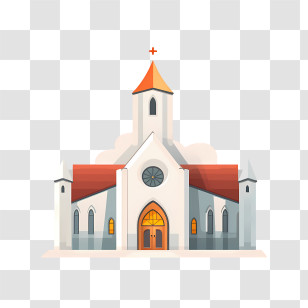 Church - Religious Church With Red Roof Illustration Transparent PNG