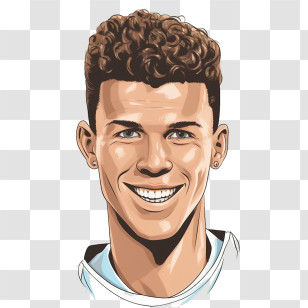 Cristiano Ronaldo - Smiling Man Cartoon Portrait Transparent PNG