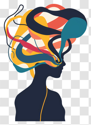Mental Health - Silhouette With Abstract Hair Transparent PNG