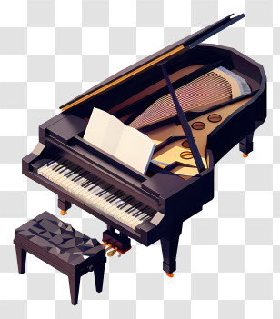 Piano - Elegant Grand Piano With Bench Transparent PNG