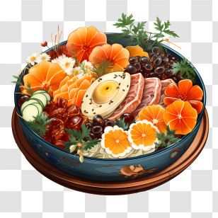 Bento Box - Artistic Decorative Food Bowl With Fresh Ingredients Transparent PNG