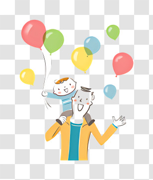 Icon - Man And Child With Colorful Balloons Transparent PNG