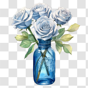 Blue Rose - Blue Roses In A Glass Vase Transparent PNG