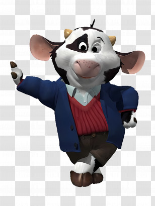 Cartoon Character - Cartoon Cow Dressed In Jacket Transparent PNG