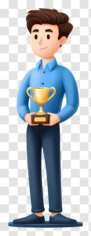Business Winner - Man Holding A Trophy Transparent PNG