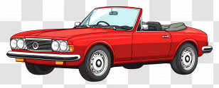 Animated Car - Vintage Red Convertible Car Illustration Transparent PNG