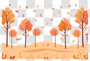Autumn Background - Autumn Forest With Orange Trees Transparent PNG