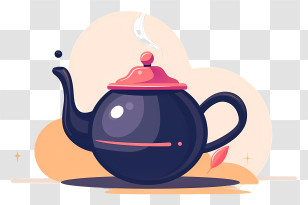 Teapot - Black Teapot With Red Lid Transparent PNG