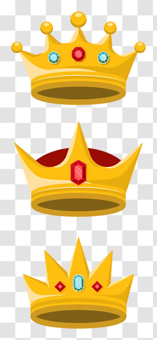 Crown Jewelry - Set Of Golden Crowns With Jewels Transparent PNG