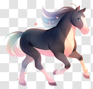 Pastel Dreamy Horse - Magical Unicorn With Rainbow Colors Transparent PNG