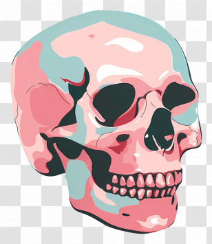 Skull - Artistic Pink And Blue Skull Illustration Transparent PNG